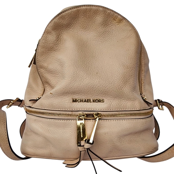 Michael Kors Rhea Zip Medium‎ Size Backpack Soft Pink Leather Blush - Picture 1 of 13